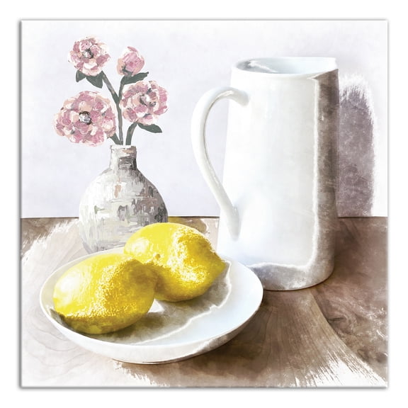 Creative Products Lemon Pitcher and Flowers 12x12 Canvas Wall Art