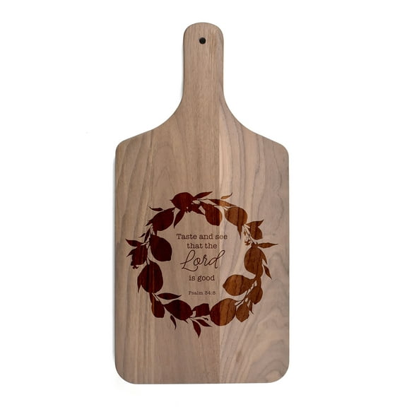 Creative Products Lemon Wreath 8 x 17 Walnut Paddle Cutting Board