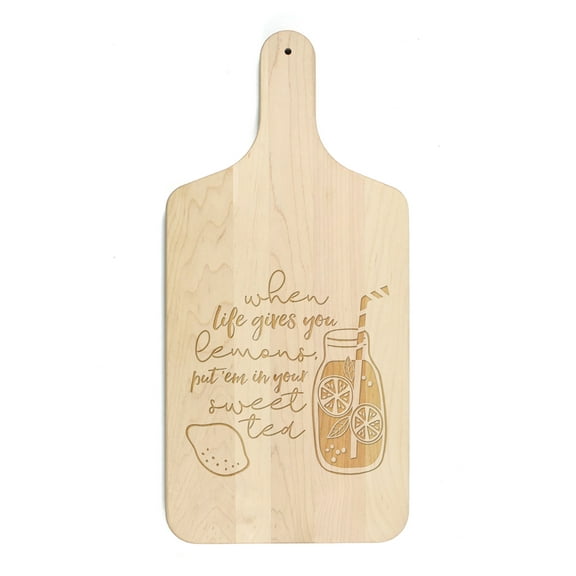 Creative Products Lemons and Sweet Tea 8 x 17 Maple Paddle Cutting Board