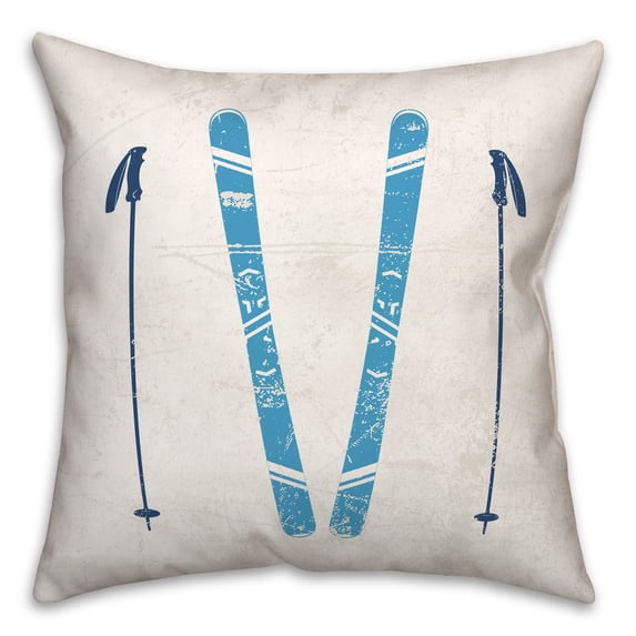Creative Products Let It Snow Skis 16 x 16 Spun Poly Pillow