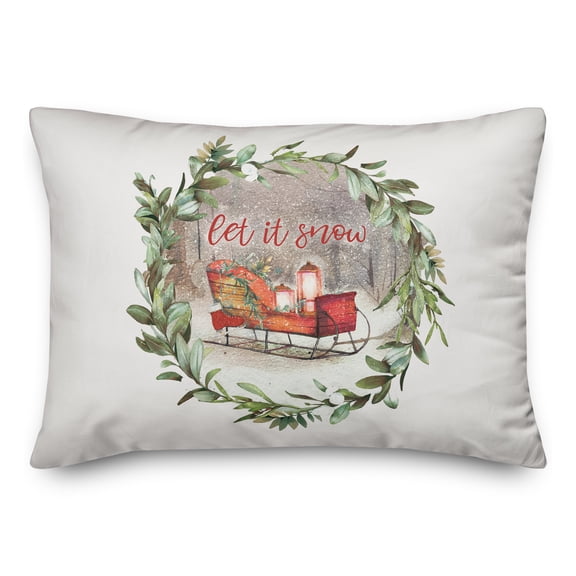 Creative Products Let It Snow Sled Wreath 20 x 14 Spun Poly Pillow