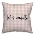 thumbnail image 1 of Creative Products Let's Cuddle in Black Text on Pink Plaid 16x16 Spun Poly Pillow, 1 of 2