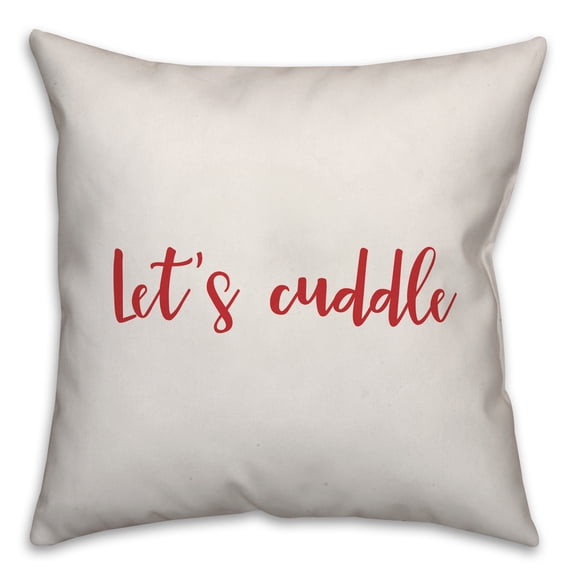 Creative Products Let's Cuddle in Red Text on White 16x16 Spun Poly Pillow