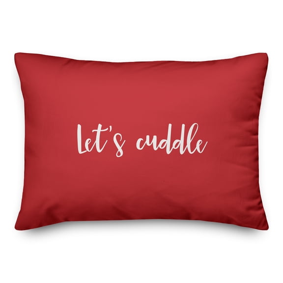 Creative Products Let's Cuddle in White on Red 14x20 Spun Poly Pillow