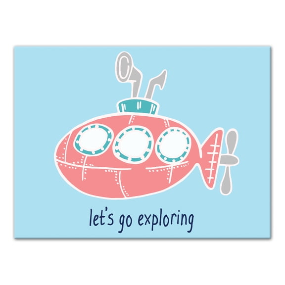 Creative Products Let's Go Exploring Submarine 16 x 12 Canvas Wall Art