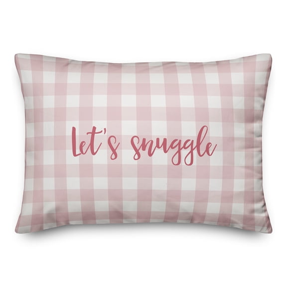 Creative Products Let's Snuggle in Pink Text on Pink Plaid 14x20 Spun Poly Pillow