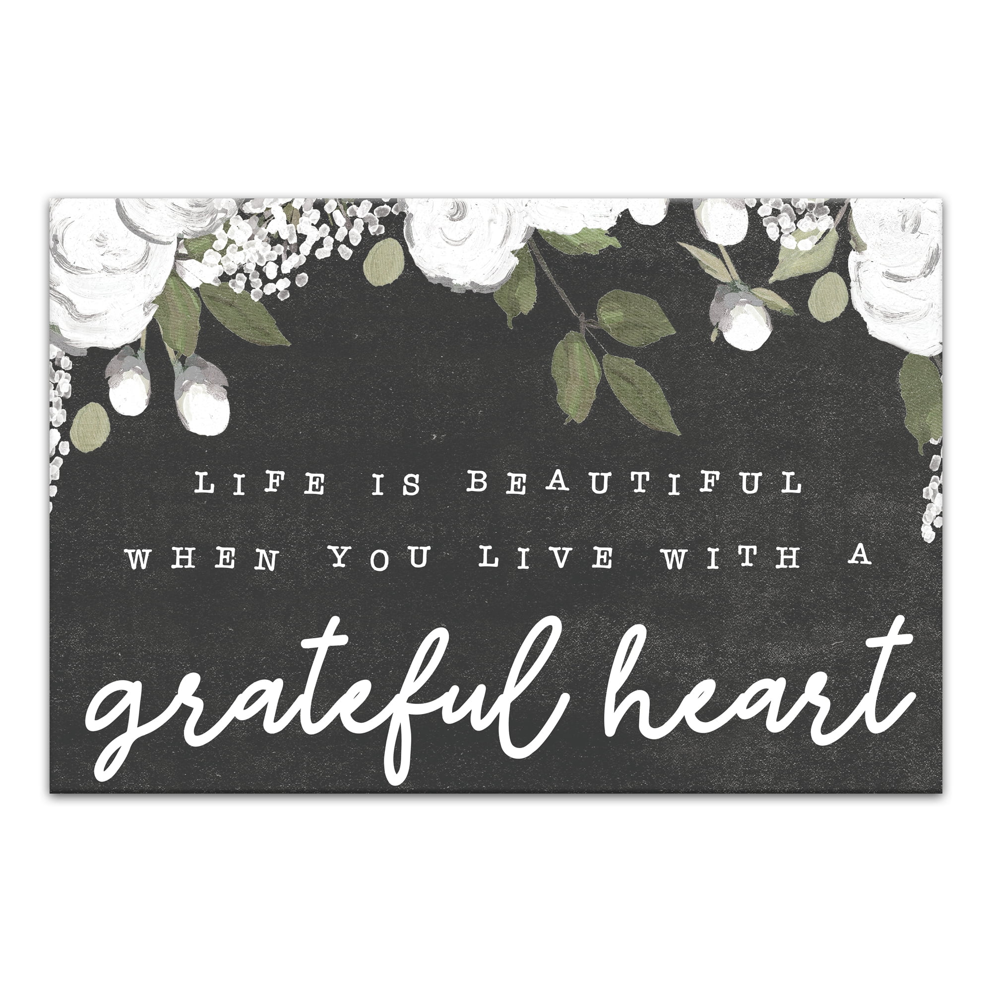 Life is Beautiful Grateful Heart 30x20 Canvas Wall Art