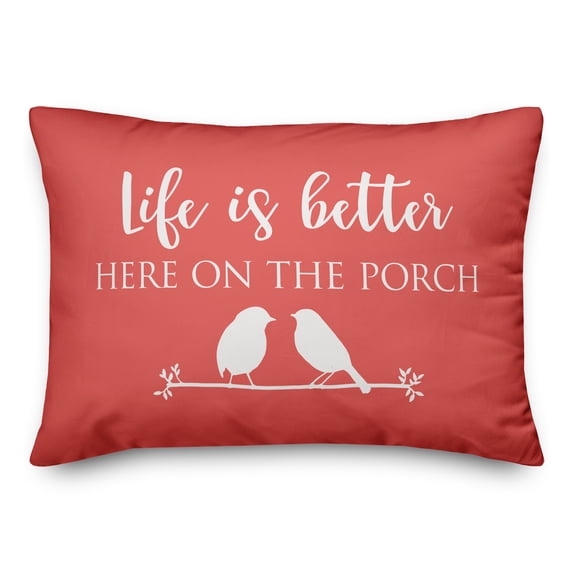 Creative Products Life is Better Here on the Porch Coral 14x20 Indoor / Outdoor Pillow