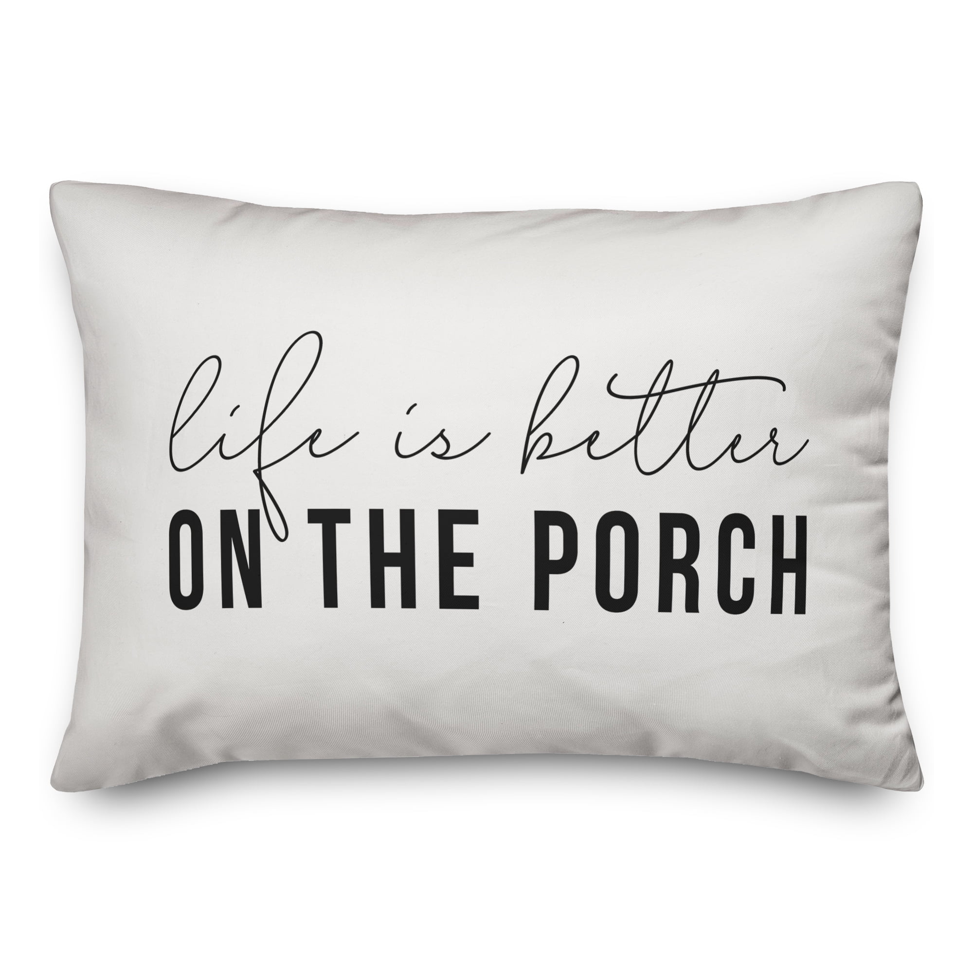 Creative Products Life is Better On the Porch White and Black 14x20 Indoor / Outdoor Pillow