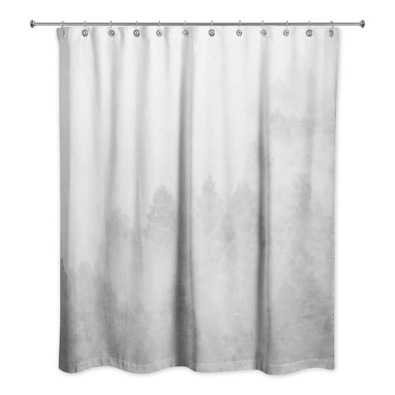 Creative Products Light Gray Foggy Pine Trees 71x74 Shower Curtain