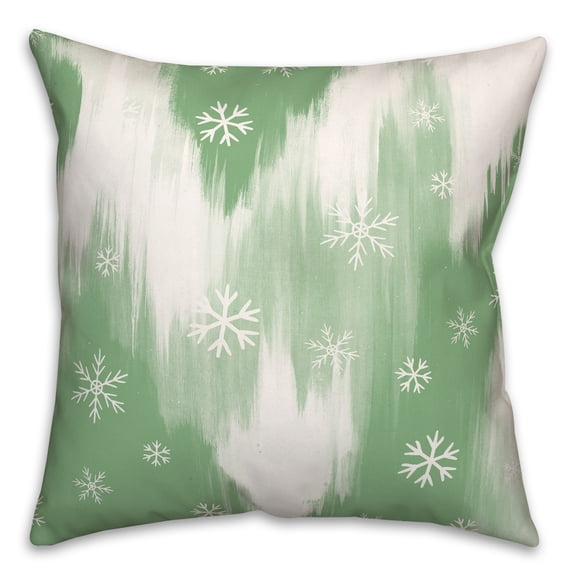 Creative Products Light Green Abstract Snowflakes 16 x 16 Spun Poly Pillow