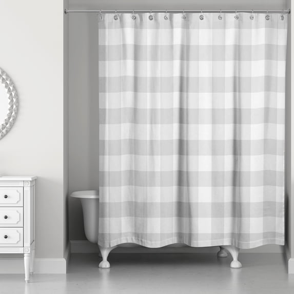 Creative Products Light Grey Buffalo Check 71x74 Shower Curtain