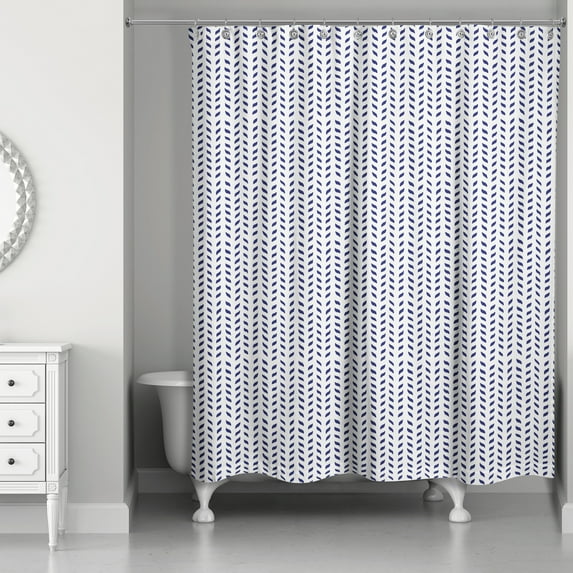 Creative Products Light Navy Abstract Petal Pattern 71x74 Shower Curtain