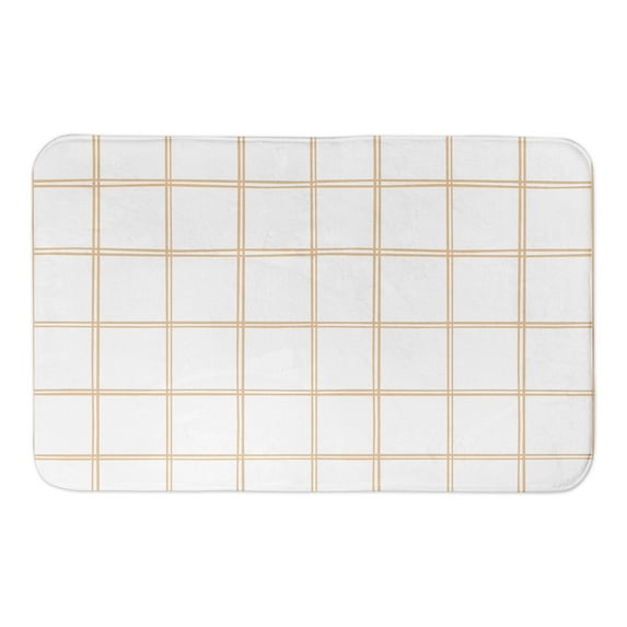 Creative Products Light Orange Hand Drawn Plaid Pattern 34x21 Bath Mat