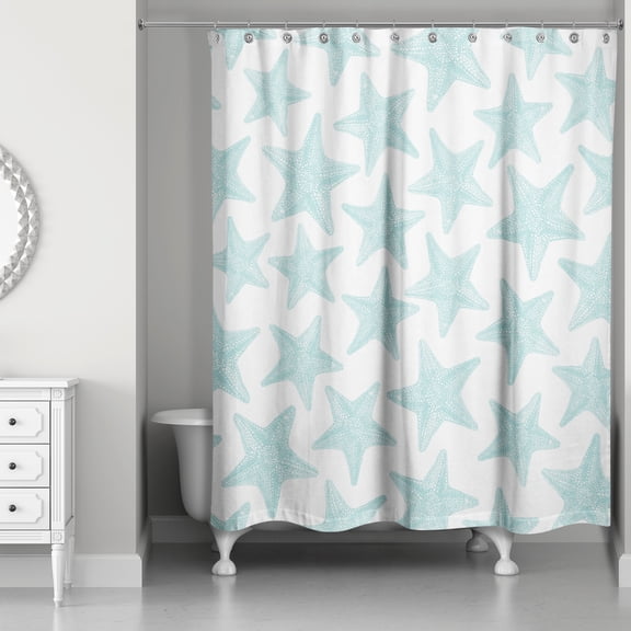 Creative Products Light Teal Starfish 71x74 Shower Curtain