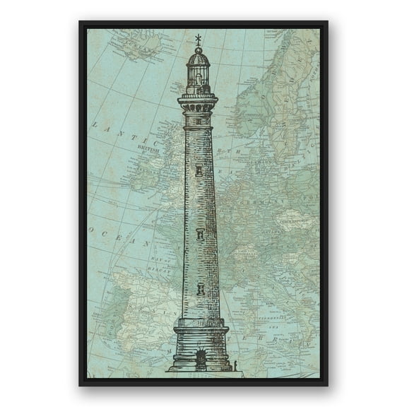 Creative Products Lighthouse Coastal Map 24 x 36 Canvas Wall Art