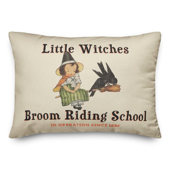 Creative Products Lil Witch Broom Riding School 14x20 Spun Poly Pillow