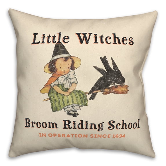 Creative Products Lil Witch Broom Riding School 18x18 Spun Poly Pillow