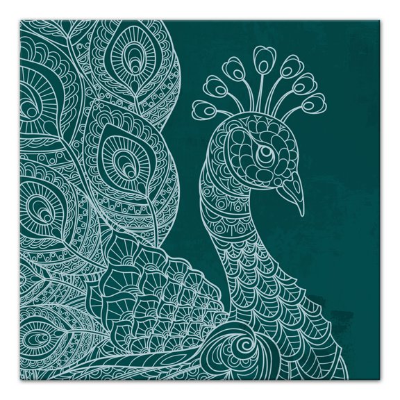 Creative Products Line Pattern Peacock 12 x 12 Canvas Wall Art