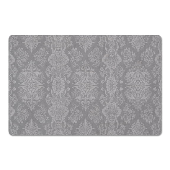 Creative Products Linen Damask Pattern Gray 27x18 Floor Mat