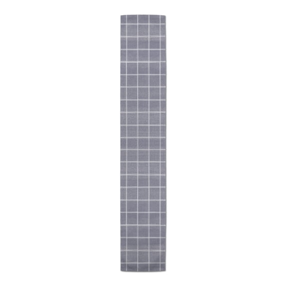 Creative Products Linen With Plaid Blue 5 16 x 90 Poly Twill Table Runner