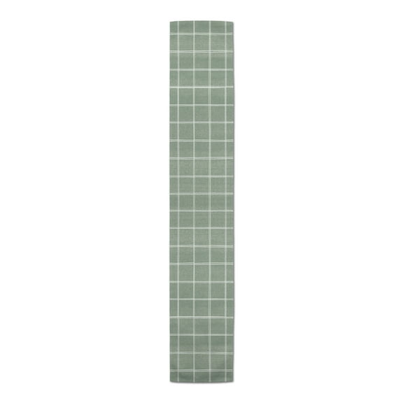 Creative Products Linen With Plaid Green 4 16 x 72 Poly Twill Table Runner