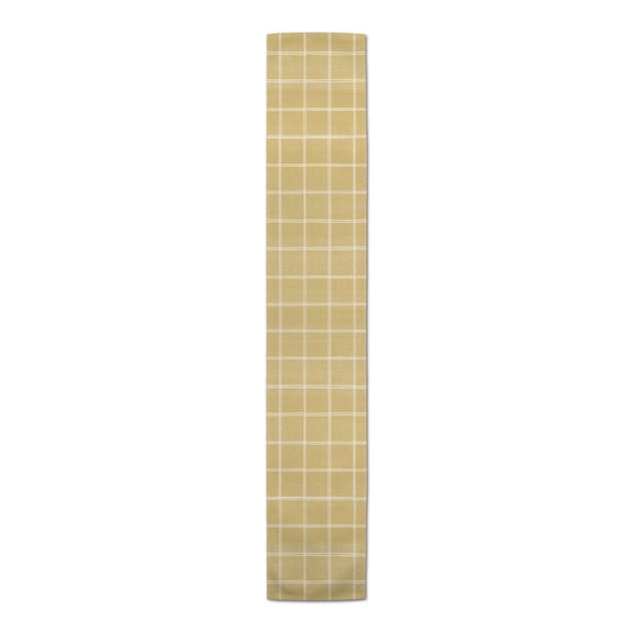 Creative Products Linen With Plaid Yellow 5 16 x 90 Poly Twill Table Runner