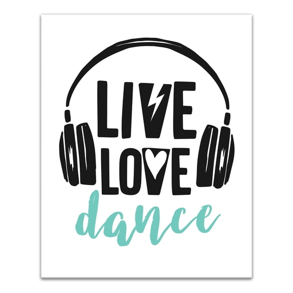 Creative Products Live Love Dance Headphones 24x30 Canvas Wall Art