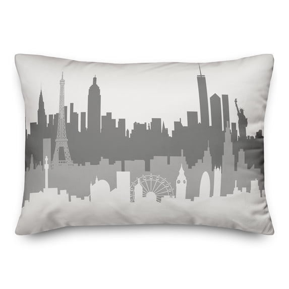 Creative Products London Paris New York Skyline 14x20 Spun Poly Pillow
