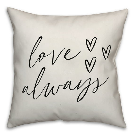 Creative Products Love Always Black and White 16x16 Spun Poly Pillow