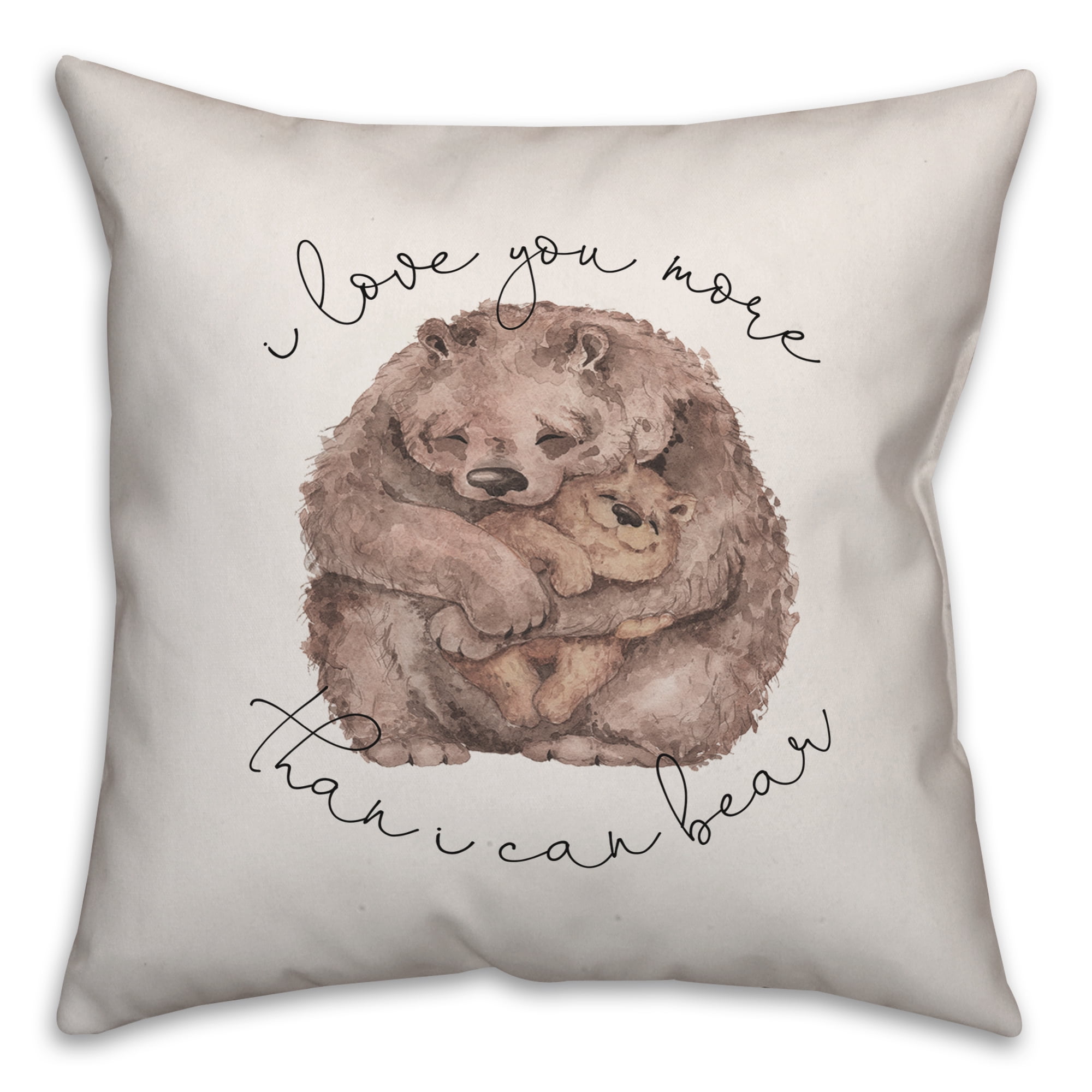 Love Bear 16" Square White Polyester Throw Pillow