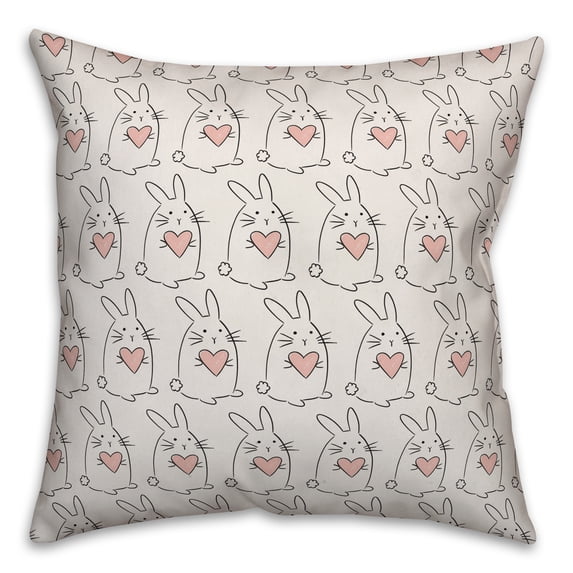 Creative Products Love Bunny Pattern 16x16 Spun Poly Pillow