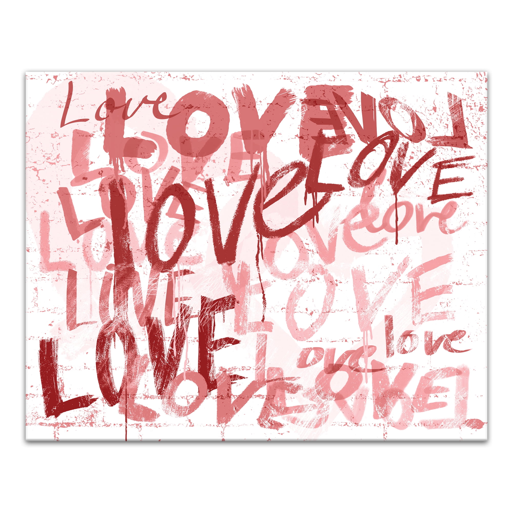 Love Graffiti Red and Pink Canvas Wall Art 20 x 16
