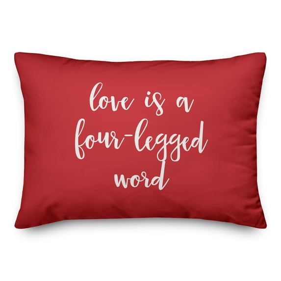 Creative Products Love Is A Four-Legged Word in White on Red 14x20 Spun Poly Pillow