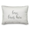 thumbnail image 1 of Creative Products Love Lives Here in Gray on White 14x20 Spun Poly Pillow, 1 of 1