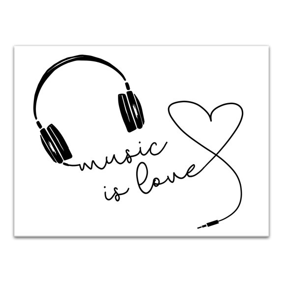 Creative Products Love Musical Headphones 12x16 Canvas Wall Art