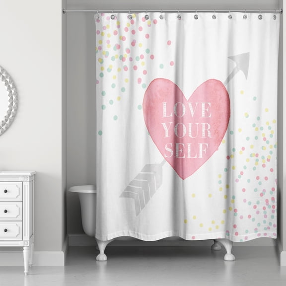 Creative Products Love Yourself Confetti Heart 71x74 Shower Curtain