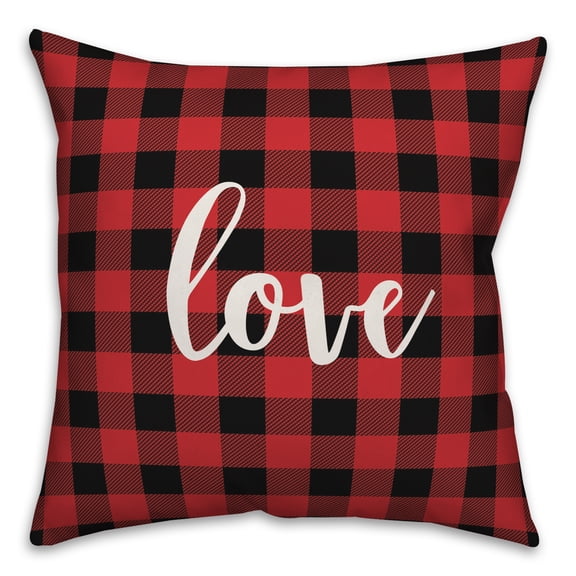 Creative Products Love in Buffalo Check Plaid 18x18 Spun Poly Pillow
