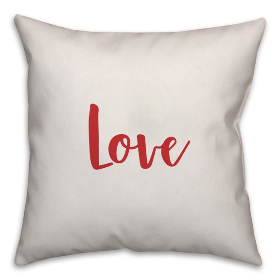 Creative Products Love in Red Text on White 16x16 Spun Poly Pillow