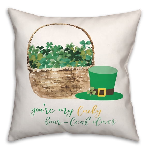 Creative Products Lucky Clover Basket 18x18 Spun Poly Pillow