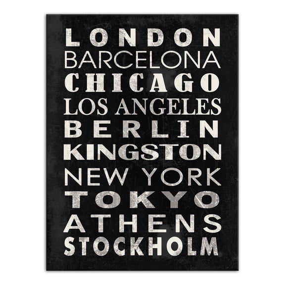 Creative Products Major City Names 30x40 Canvas Wall Art