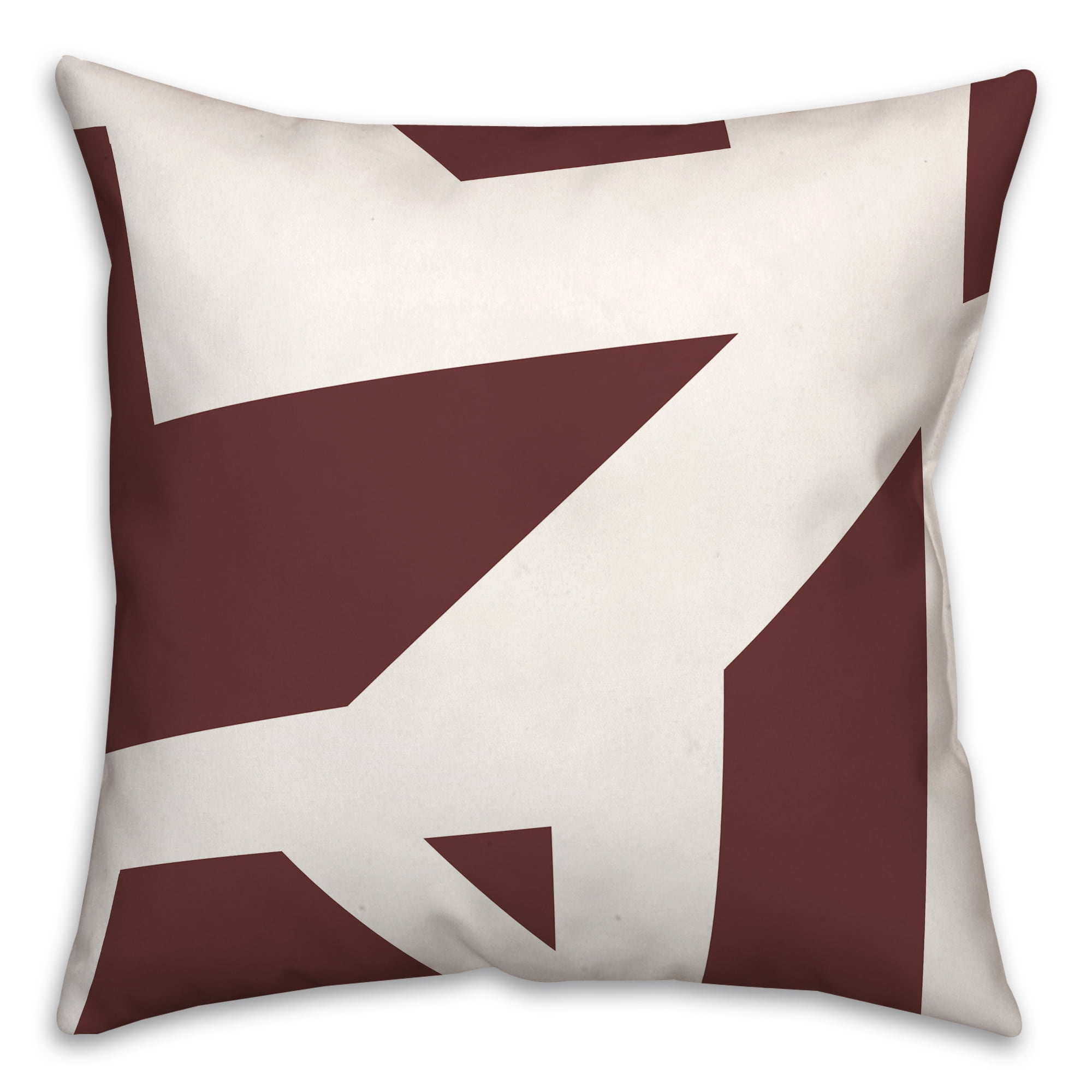 Maroon and White Geometric 18" Square Indoor/Outdoor Pillow