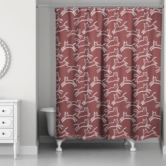 Creative Products Maroon Kitty 71 x 74 Shower Curtain