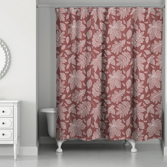 Creative Products Maroon Leaves 71 x 74 Shower Curtain