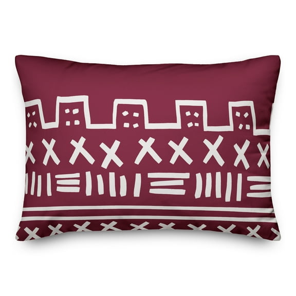 Creative Products Maroon Mudcloth Pattern 14x20 Spun Poly Pillow