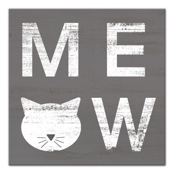 Creative Products Meow Gray 30 x 30 Canvas Wall Art