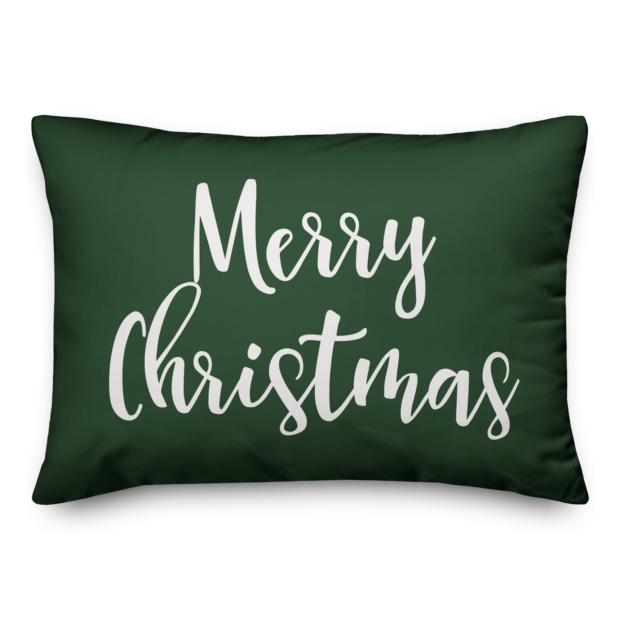Dark Green Merry Christmas Spun Polyester Lumbar Pillow