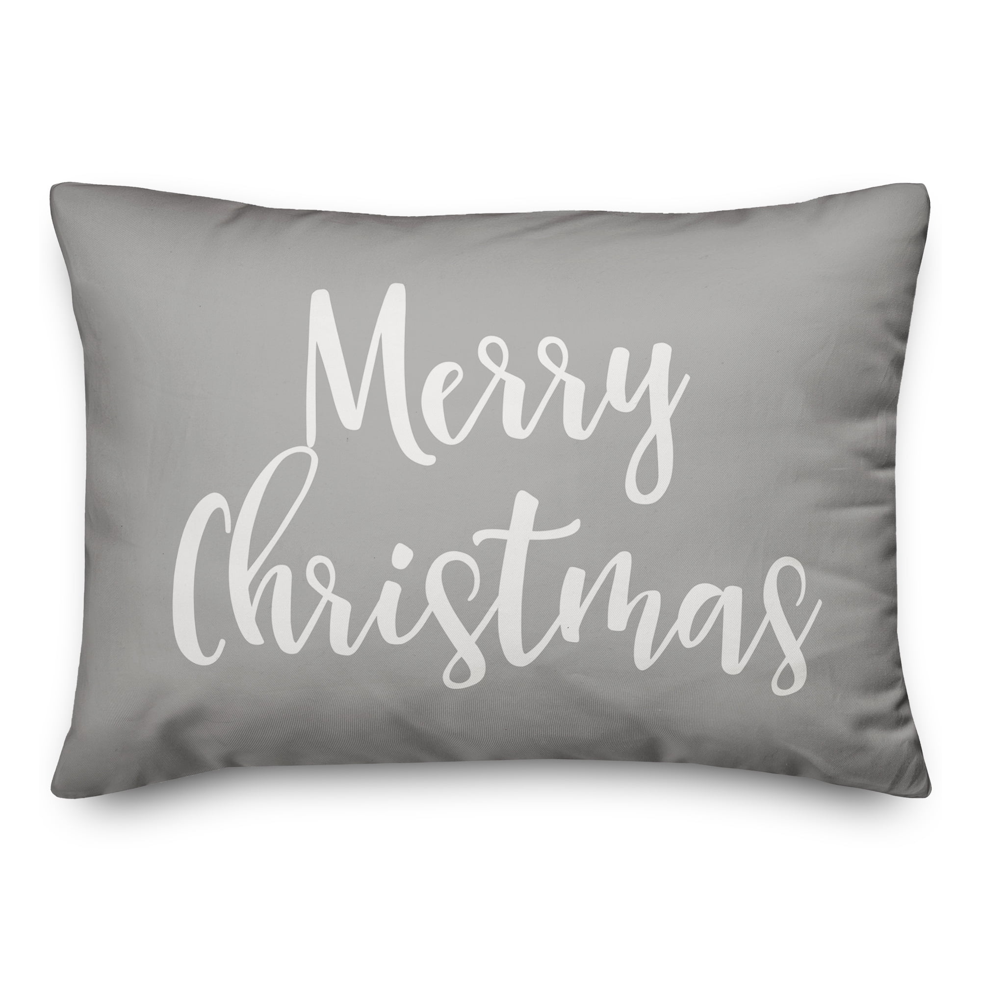 Gray Merry Christmas Lumbar Spun Polyester Pillow