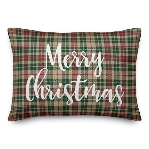 Creative Products Merry Christmas in Tartan Plaid 14x20 Spun Poly Pillow