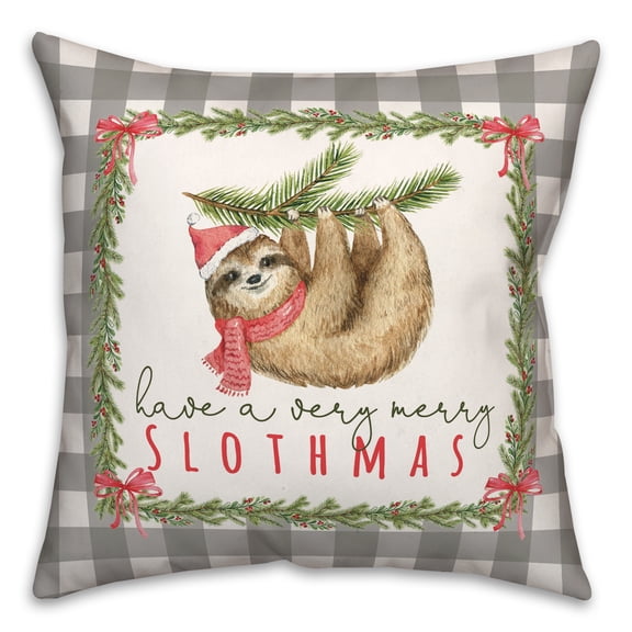 Creative Products Merry Slothmas 16 x 16 Spun Poly Pillow